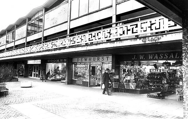 Shops in the Lower Precinct, Coventry city centre. 30th January 1980