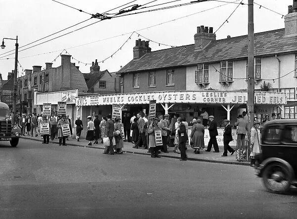 Shops on the seafront in Southend-on-Sea, Essex, England. 3rd August 1954