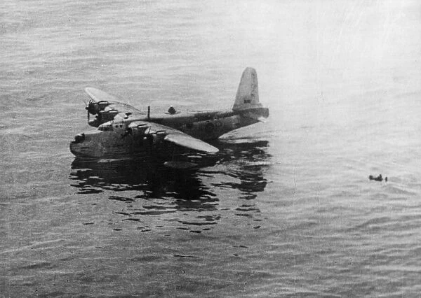 A Short Sunderland of No. 10 Squadronon the water after alighting to rescue 3 survivors