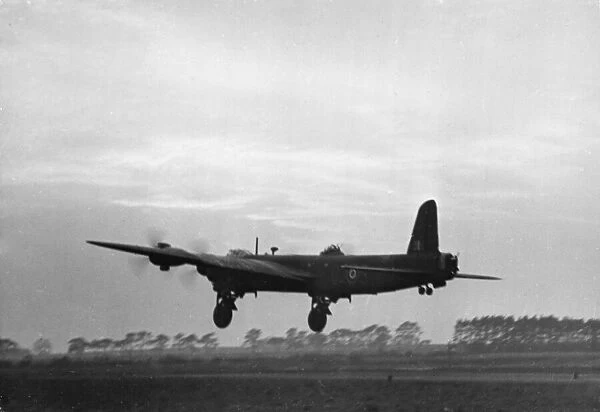 A Shorts Stirling takes off from RAF Lakenheath for a mining laying operation off