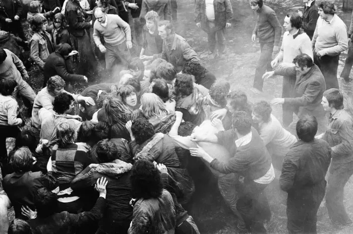 Framed Print : Shrove Tuesday and Ash Wednesday herald, in Ashbourne, Derbyshire