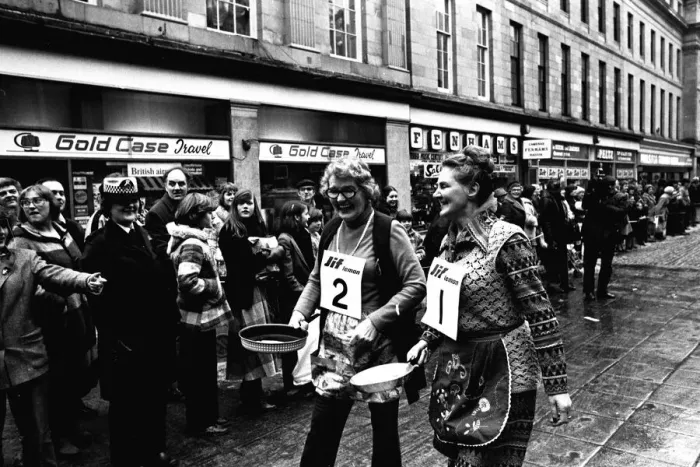 Framed Print : The Shrove Tuesday Jiff Lemons Pancake Race in Clayton Street Framed Print : The Shrove Tuesday Jiff Lemons Pancake Race in Clayton Street