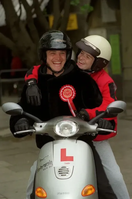 Framed Print : Sid Owen Actor May 98 Eastenders actor sitting on vespa motorbike with eastenders Framed Print : Sid Owen Actor May 98 Eastenders actor sitting on vespa motorbike with eastenders
