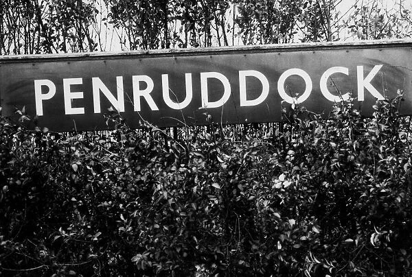 A sign for the now demolished Penruddock Railway Station on 27th February 1972