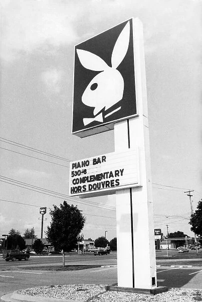 Sign outisde a Bunny Club. July 1988 P018476