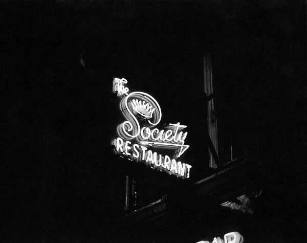 Sign for Society resturant in London. April 1965 P018531