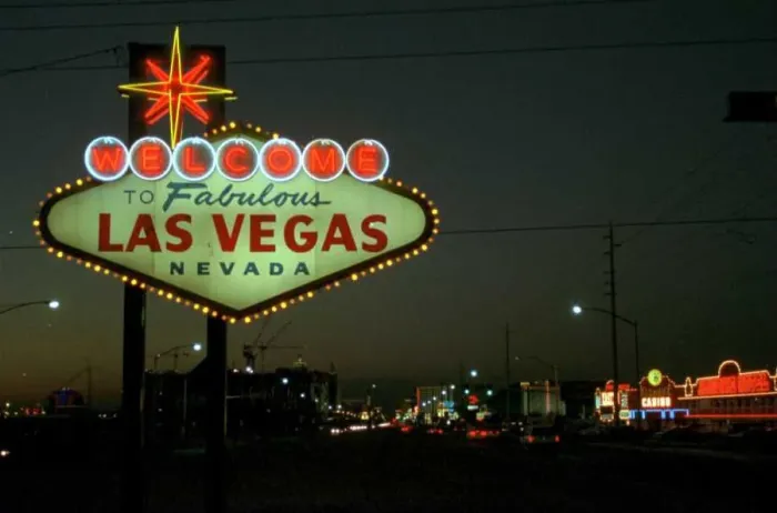Framed Print : A sign welcoming you to Las Vegas, September 1997 Framed Print : A sign welcoming you to Las Vegas, September 1997