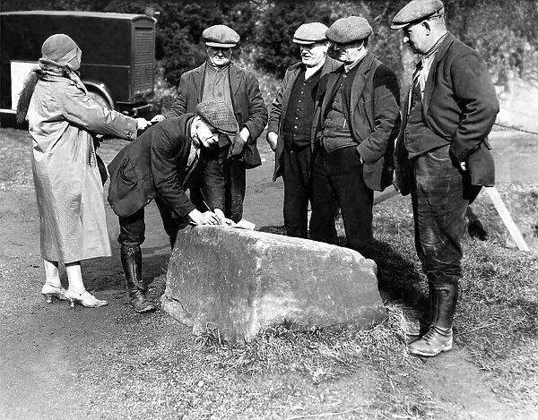 Signing for wages on the old sandstone block, North Hylton