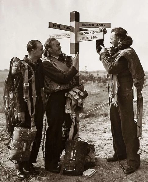 A signpost erected by lancaster pilots on an Aerodrome