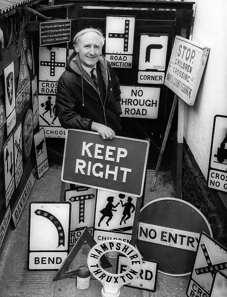 Signs of past times. Collecting road signs. March 1968 P017778