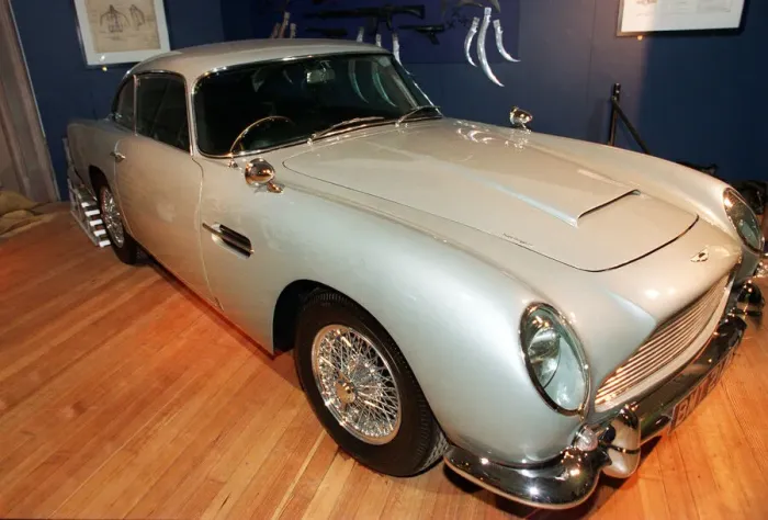 Framed Print : Silver Birch Aston Martin DB5, as featured in the James Bond movie Goldfinger April 1998 Framed Print : Silver Birch Aston Martin DB5, as featured in the James Bond movie Goldfinger April 1998