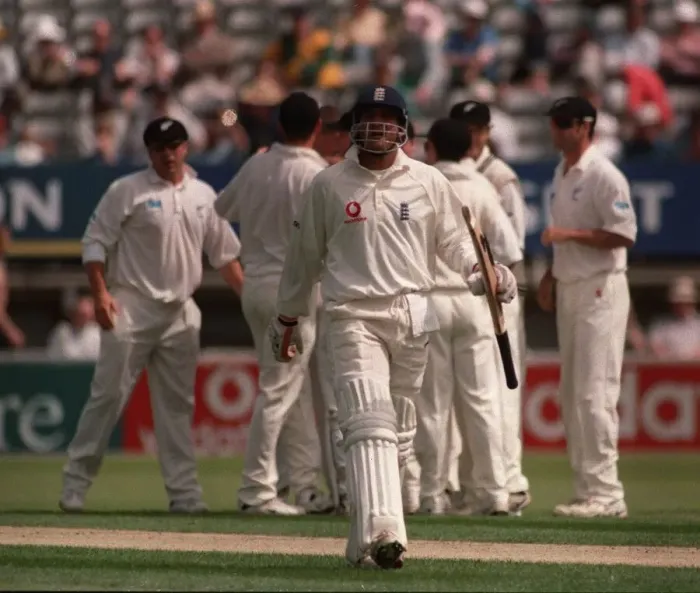 Framed Print : Simon Doull Cricket Player Of New Zealand July 1999 Runs Out Mark Butcher Of Framed Print : Simon Doull Cricket Player Of New Zealand July 1999 Runs Out Mark Butcher Of