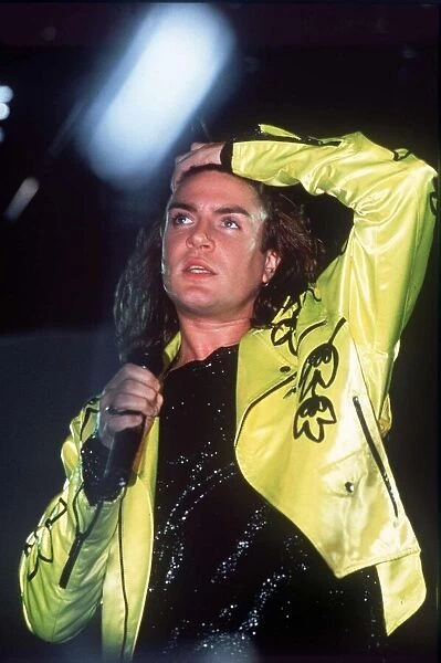 Simon Le Bon singer in pop group Duran Duran in concert at London docklands arena