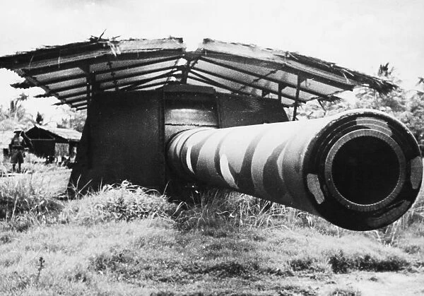 One of Singapores 15 inch coastal defence guns pictured here during the Second World