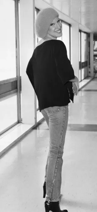 Framed Print : Singer and actress Bette Midler seen here arriving at Heathrow Airport from the USA