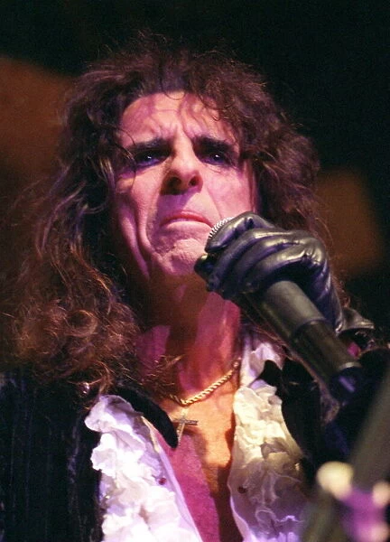 Singer Alice Cooper performing on stage at Barrowlands in Glasgow. 4th July 1997