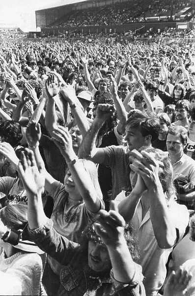Singer Bob Dylan in concert at St Jamess Park, Newcastle 5 July 1984 - the crowd