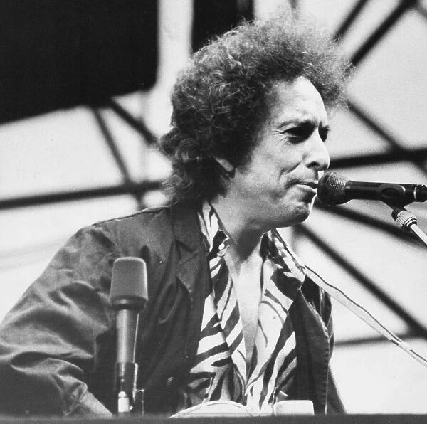 Singer Bob Dylan in concert at St Jamess Park, Newcastle 5 July 1984