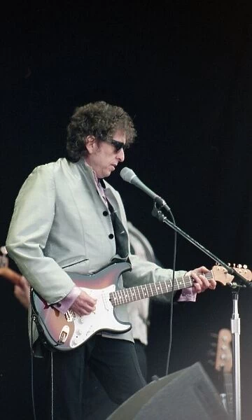Singer Bob Dylan performing at the Pheonix Festival, Long Marston Airfield