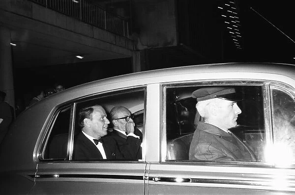 Singer Frank Sinatra seen here leaving the Royal Festival Hall after performing for