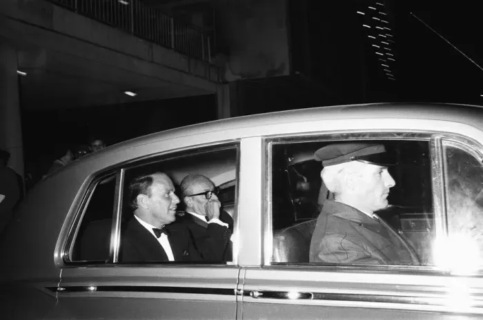 Framed Print : Singer Frank Sinatra seen here leaving the Royal Festival Hall after performing for Framed Print : Singer Frank Sinatra seen here leaving the Royal Festival Hall after performing for