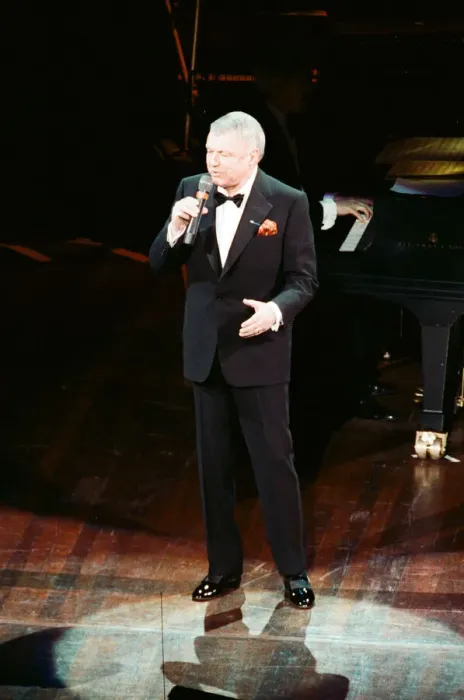 Framed Print : Singer Frank Sinatra seen here performing on stage at the Royal Albert Hall Framed Print : Singer Frank Sinatra seen here performing on stage at the Royal Albert Hall