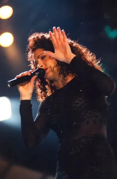 Framed Print : Singer Gloria Estefan performing in concert at the Newcastle Arena 27 November 1996 Framed Print : Singer Gloria Estefan performing in concert at the Newcastle Arena 27 November 1996