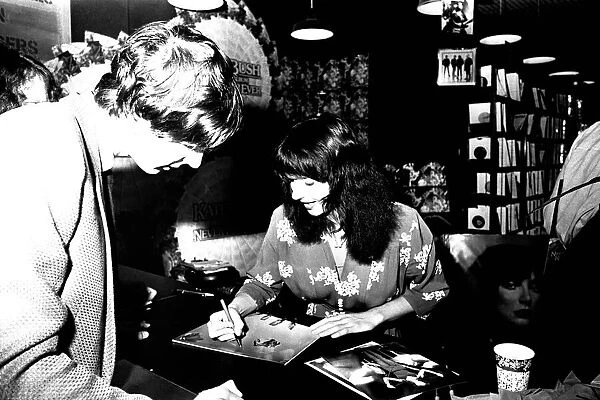 Singer Kate Bush at Virgin Records in Eldon Square, Newcastle signing autographs