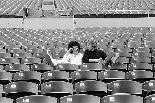 Singer Leo Sayer and his manager Adam Faith at the Greek Theatre, Los Angeles, California