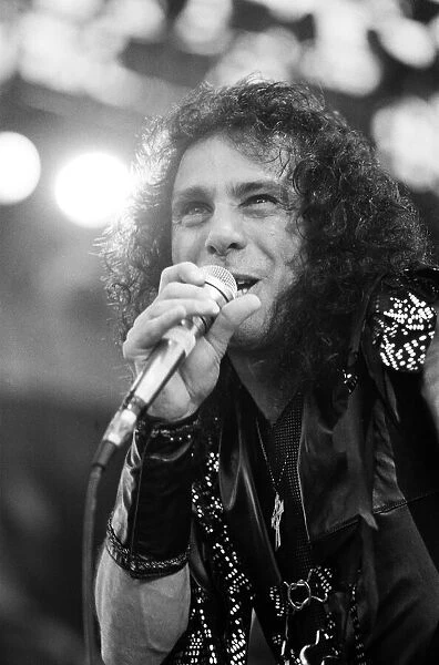 Singer Ronnie James Dio performing at Donnington Festival of Rock. 22nd August 1987