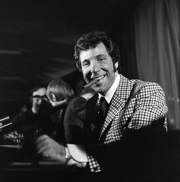 Singer Tom Jones at a press conference this afternoon. 18th November 1969