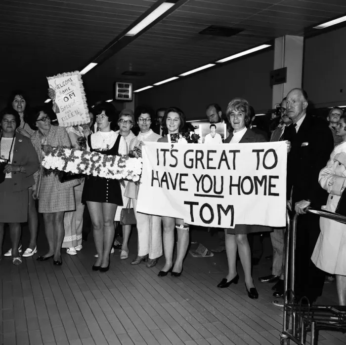 Framed Print : Singer Tom Jones was welcomed home today at Heathrow Airport when he arrived back from a Framed Print : Singer Tom Jones was welcomed home today at Heathrow Airport when he arrived back from a