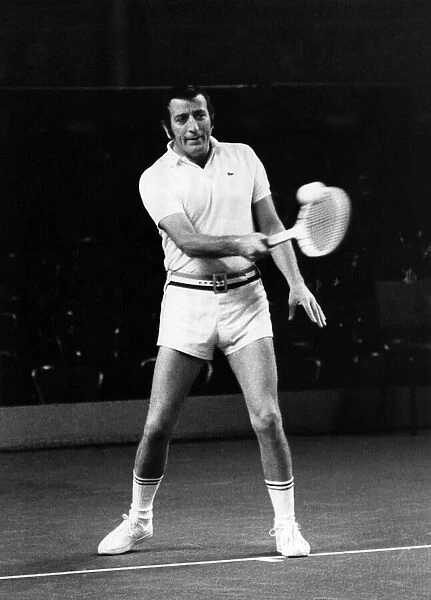 Singer Tony Bennett in play against Pancho Gonzales at the Albert Hall. February 1972