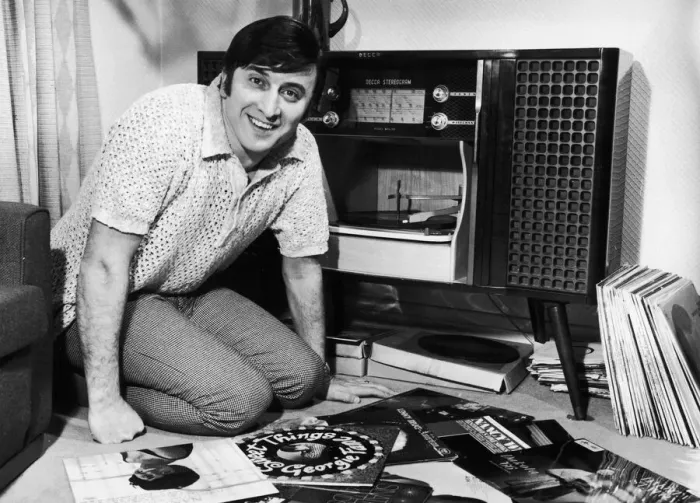 Framed Print : Singer Vince Hill seen here looking through his record collection at home. 3rd March 1967 Framed Print : Singer Vince Hill seen here looking through his record collection at home. 3rd March 1967