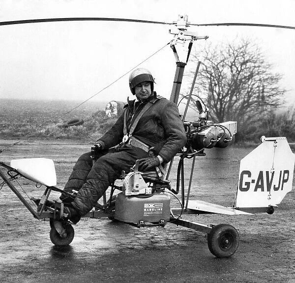 A single seater Gyro with test pilot Geoffrey Whatley putting it through its tests