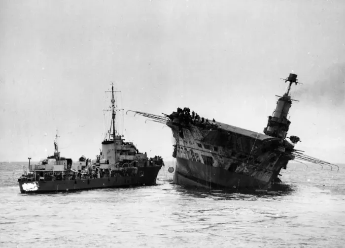 Framed Print : The Sinking of the British Royal Navy Aircraft Carrier HMS Ark Royal Framed Print : The Sinking of the British Royal Navy Aircraft Carrier HMS Ark Royal