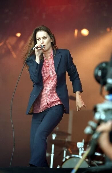 Siobhan Fahey singer with Shakespear Sister pop group on stage at T in the Park
