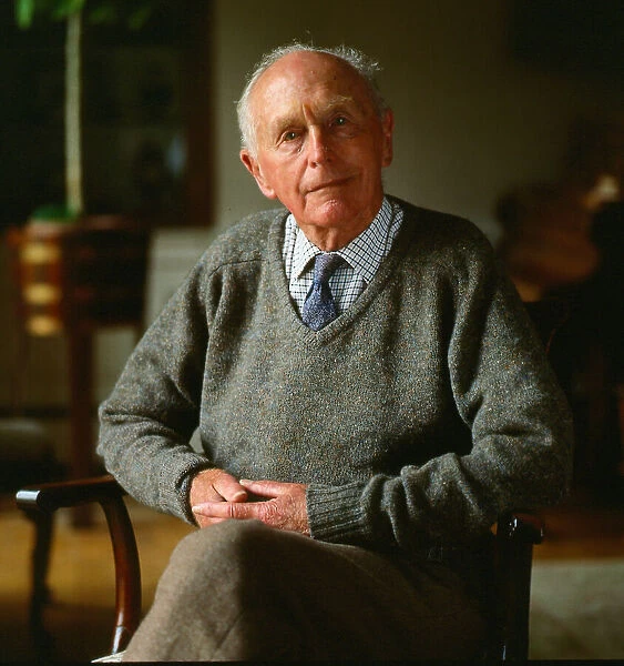 Sir Alec Douglas Home August 1989 Sitting in chair at home pullover checked shirt