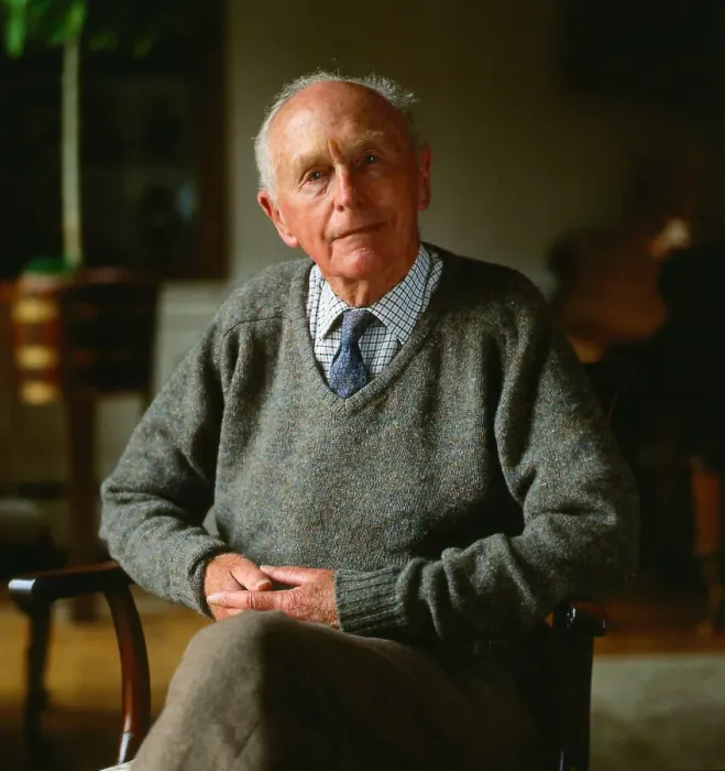 Framed Print : Sir Alec Douglas Home August 1989 Sitting in chair at home pullover checked shirt