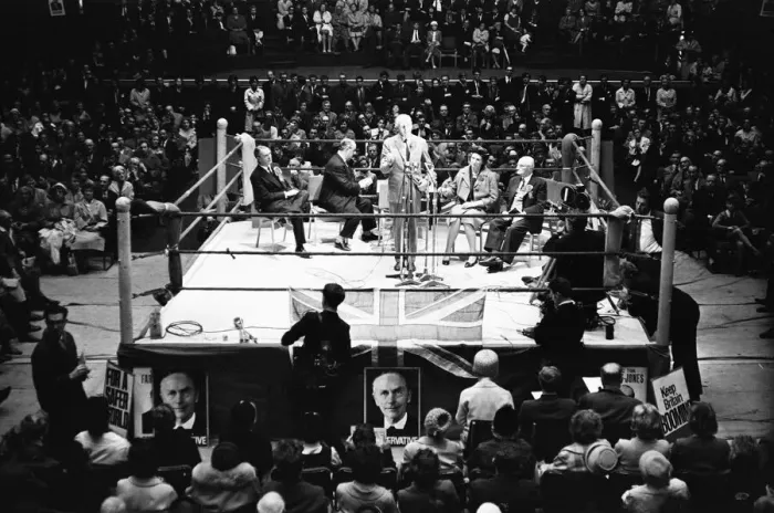 Framed Print : Sir Alec Douglas Home seen here during a hustings meeting at Watford Town Hall during Framed Print : Sir Alec Douglas Home seen here during a hustings meeting at Watford Town Hall during
