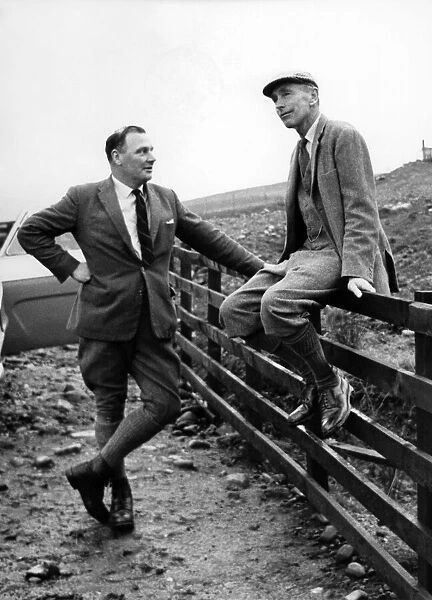 Sir Alec Home (right) pauses from canvassing at Balquihidder. 1963 P012419