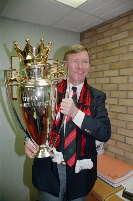 Framed Print : Sir Alex Ferguson with the Barclays Premiership Trophy - 1993