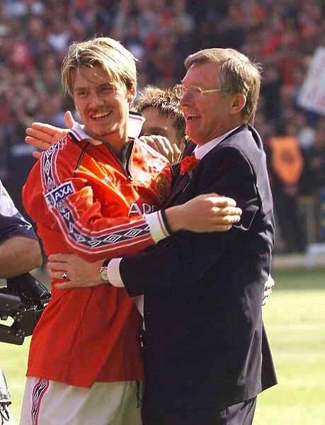 Sir Alex Ferguson and David Beckham - Manchester United vs Newcastle United FA Cup win