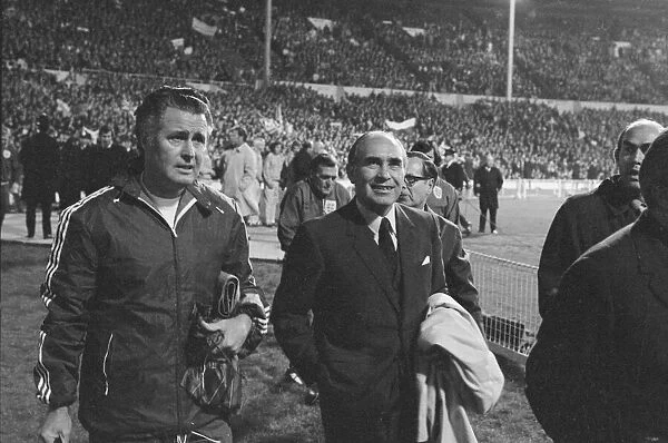 Sir Alf Ramsey seen here with his coaching team before the start of Endland