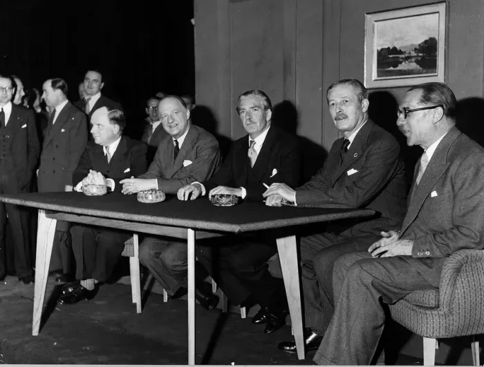 Framed Print : Sir Anthony Eden (centre) with Ian Macleod Rab Butler and Harold MacMillan 1955 Framed Print : Sir Anthony Eden (centre) with Ian Macleod Rab Butler and Harold MacMillan 1955