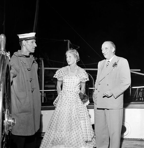 Sir Bernard and Lady Docker aboard their Yacht at Cannes. September 1952 C4502-001