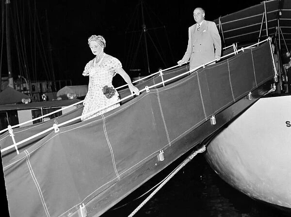 Sir Bernard and Lady Docker seen here on their yacht in Cannes. September 1952 C4568