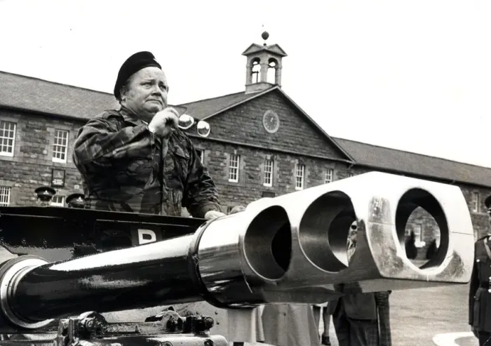 Framed Print : Sir Harry Secombe in 1976 when he was made a honorary Welsh Gunner at Raglan barracks Framed Print : Sir Harry Secombe in 1976 when he was made a honorary Welsh Gunner at Raglan barracks
