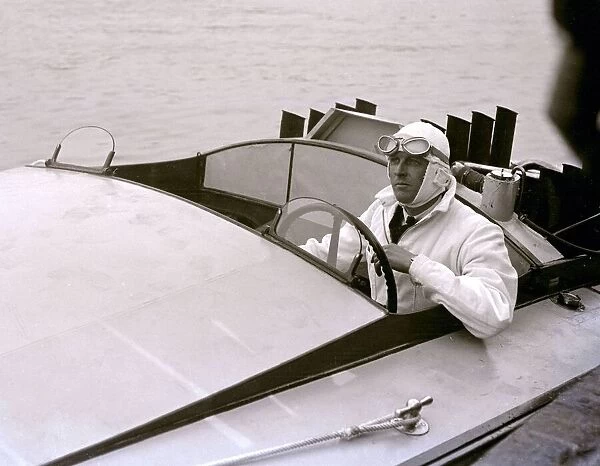 Sir Henry Segrave circa 1930 in his motor boat Miss England (On 29 March 1927