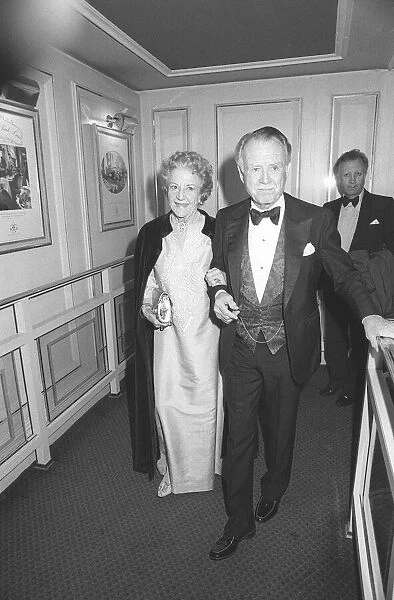 Sir John Mills and wife at the BAFTA awards - March 1988